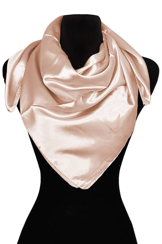 Glossy Faux Silk Poly Satin Square Hanky Scarf