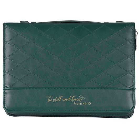 White Dove -Bible Case Quilted Be Still Green Large