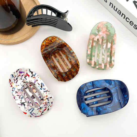 Acetate Classic Colorful Flat Hair Clips, Stylish Barrettes