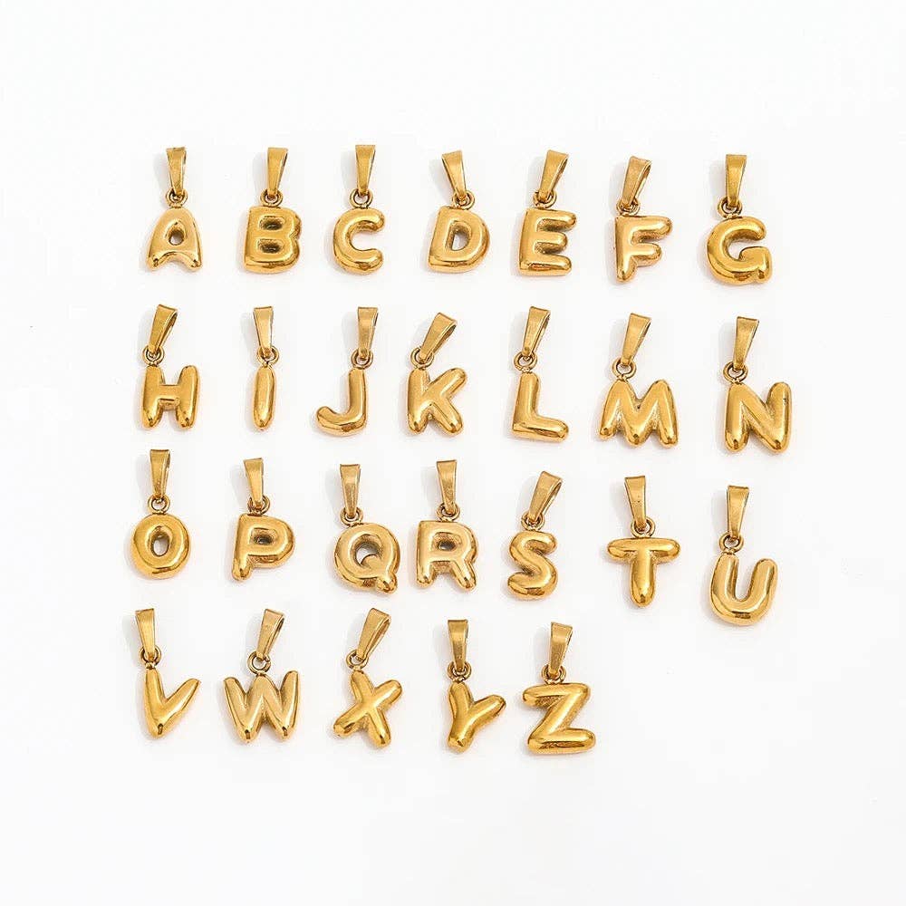 18k Stainless Steel Bubble Letter Charms 6mm