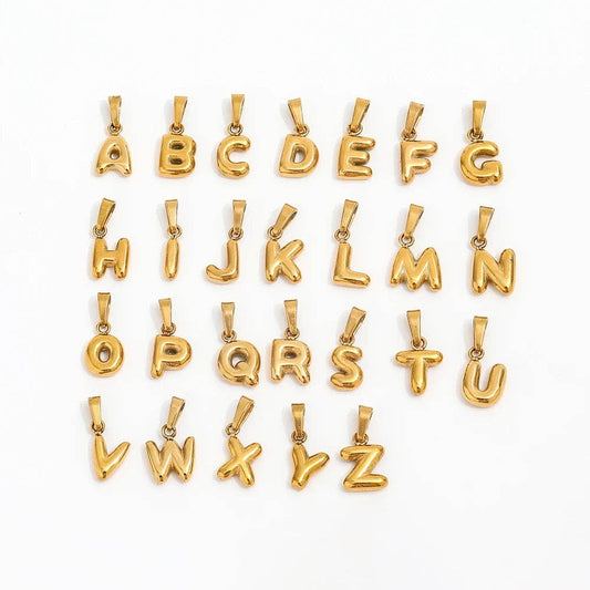 18k Stainless Steel Bubble Letter Charms 6mm