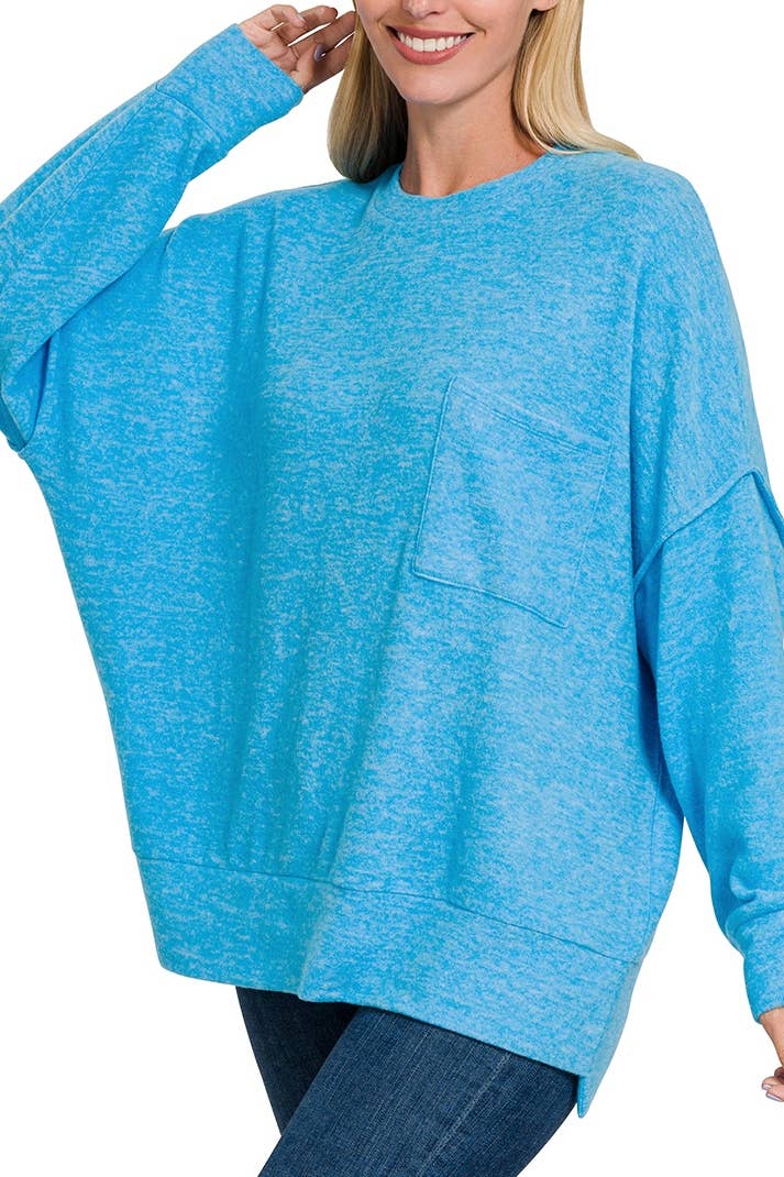 Brushed Melange Drop Shoulder Oversized Sweater