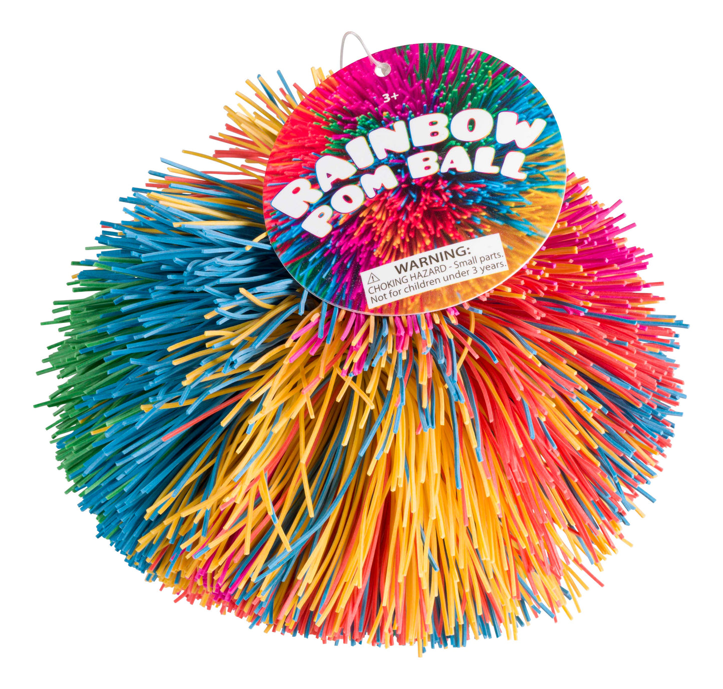 3.5" Rainbow Pom Ball, Squishy, Soft, Colorful