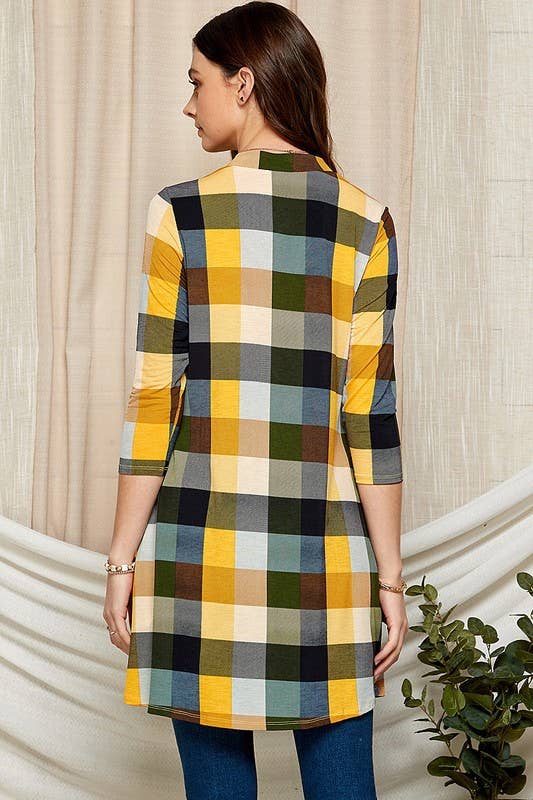 Women Band Collar Mini Pocket Dress