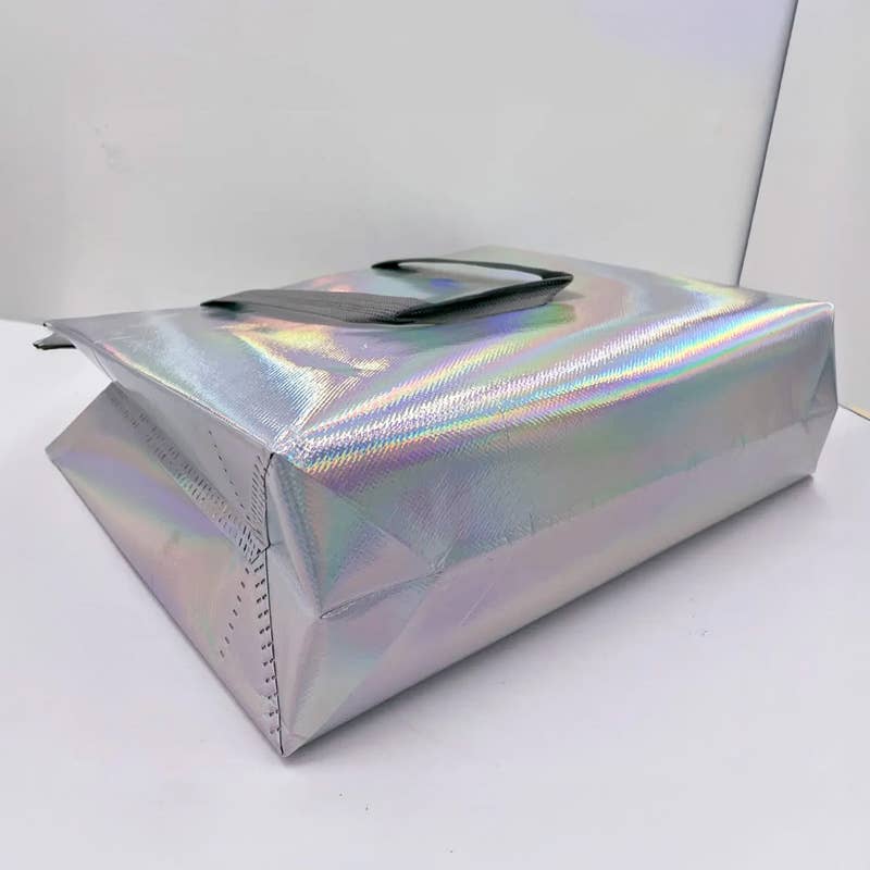 50pcs, 3 Sizes Iridescent Holographic Non-woven Gift Bag