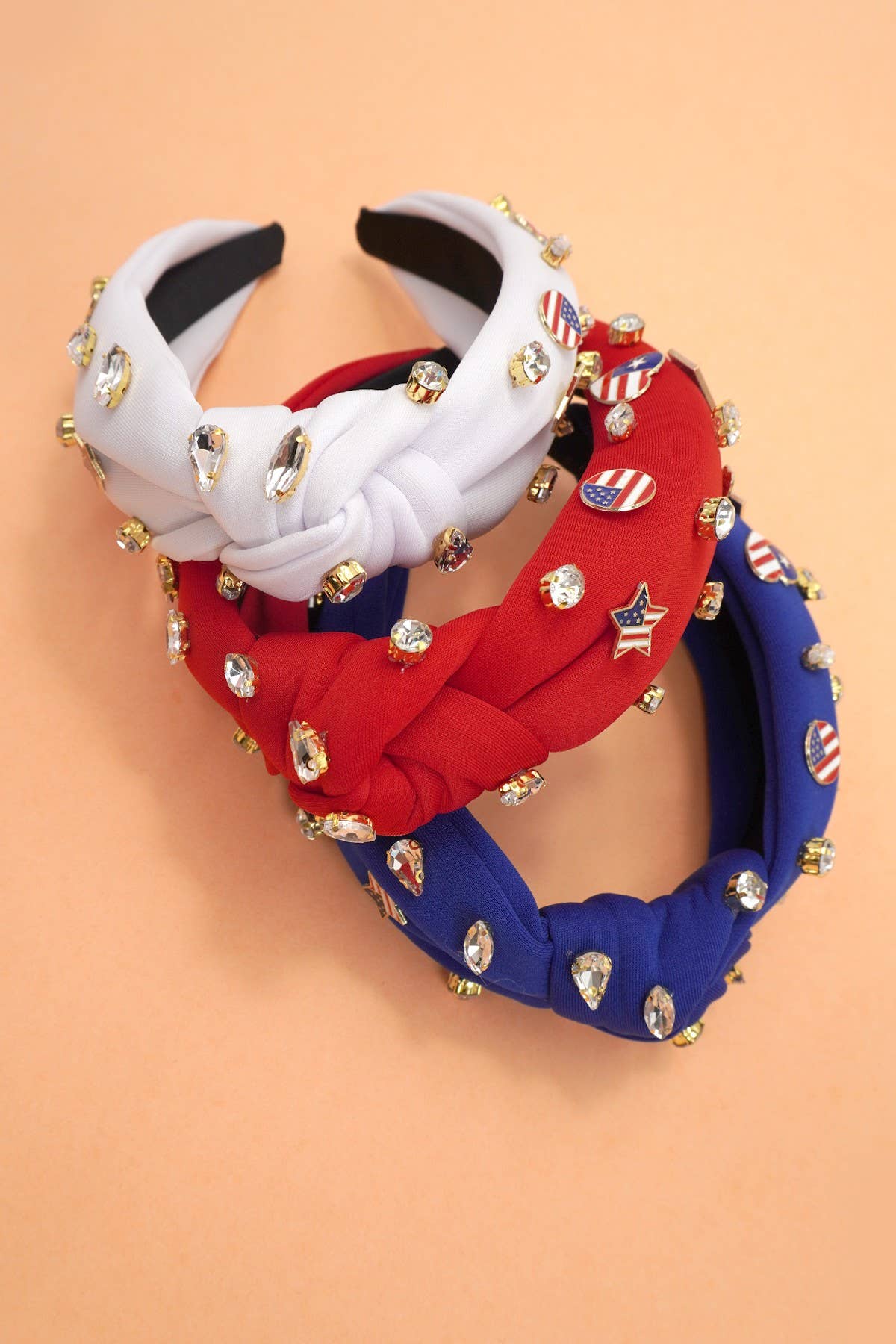 4TH OF JULY FLAG STAR RHINESTONE STUD HEADBAND | 40HB165