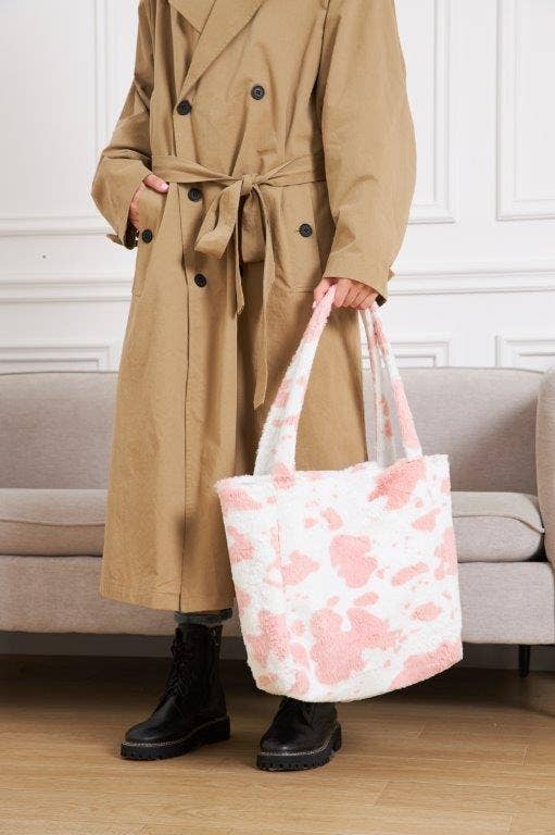 "Strawberry Cow" Designer Fur Tote Bag
