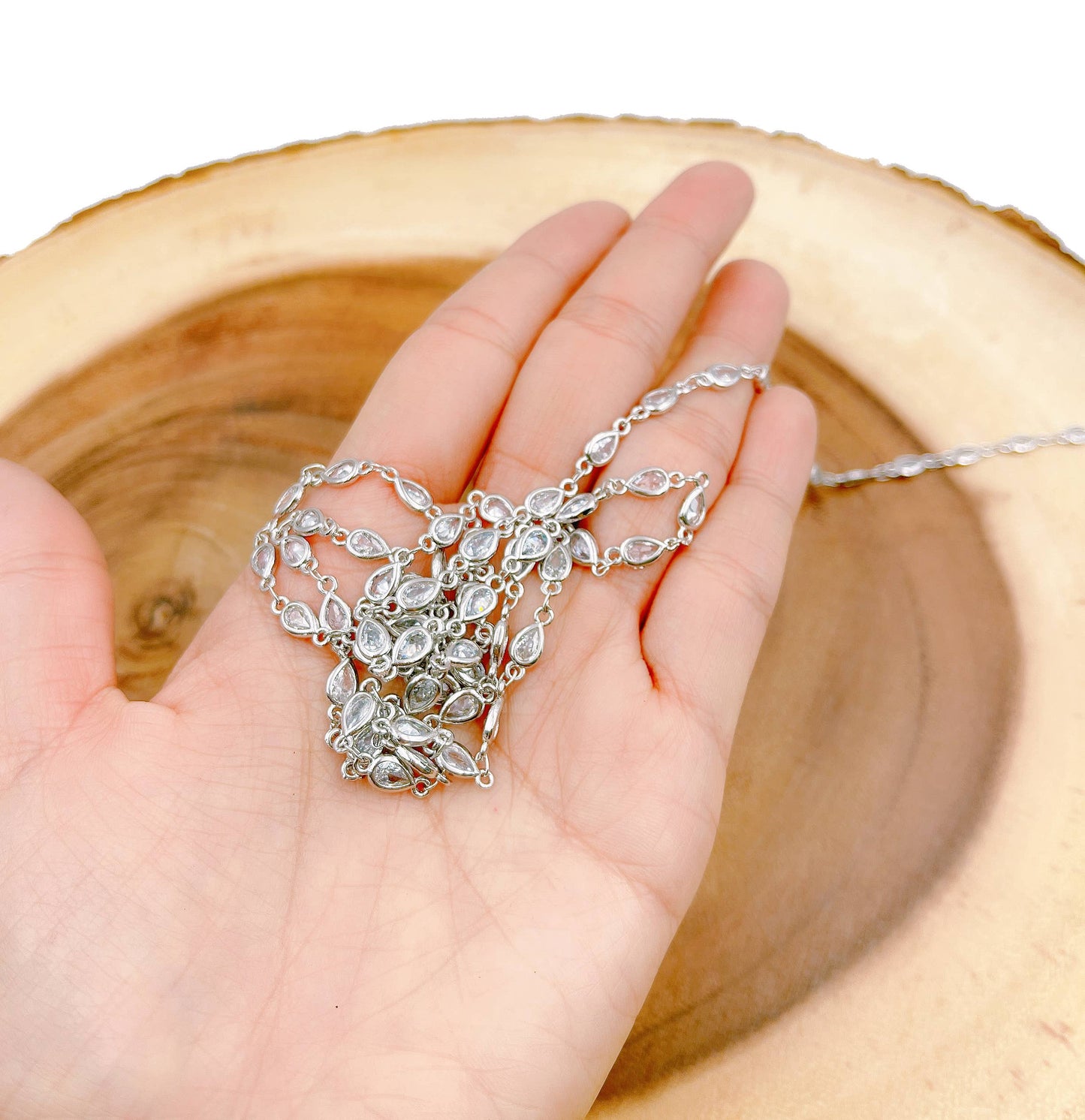 Gold Filled CZ Pave Tear Drop Chain