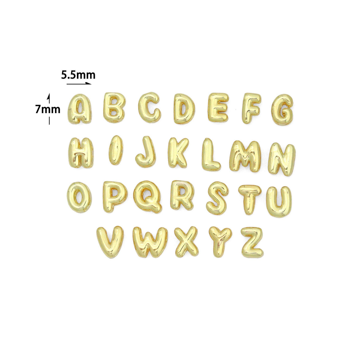 Gold Silver Cute Bubble Initial Charm, Alphabet Name Letter Charm