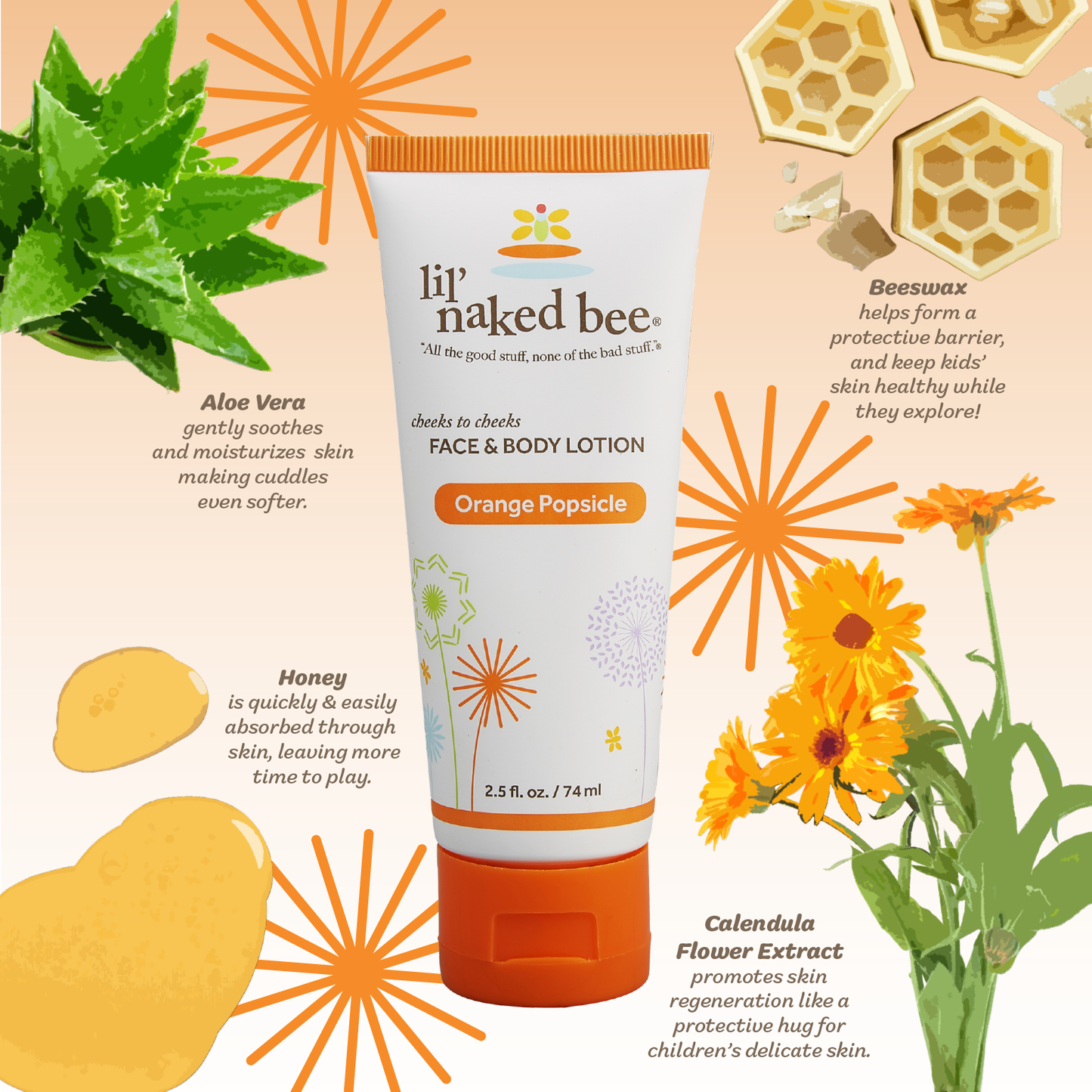 2.5 oz. Orange Popsicle Cheeks to Cheeks Face & Body Lotion