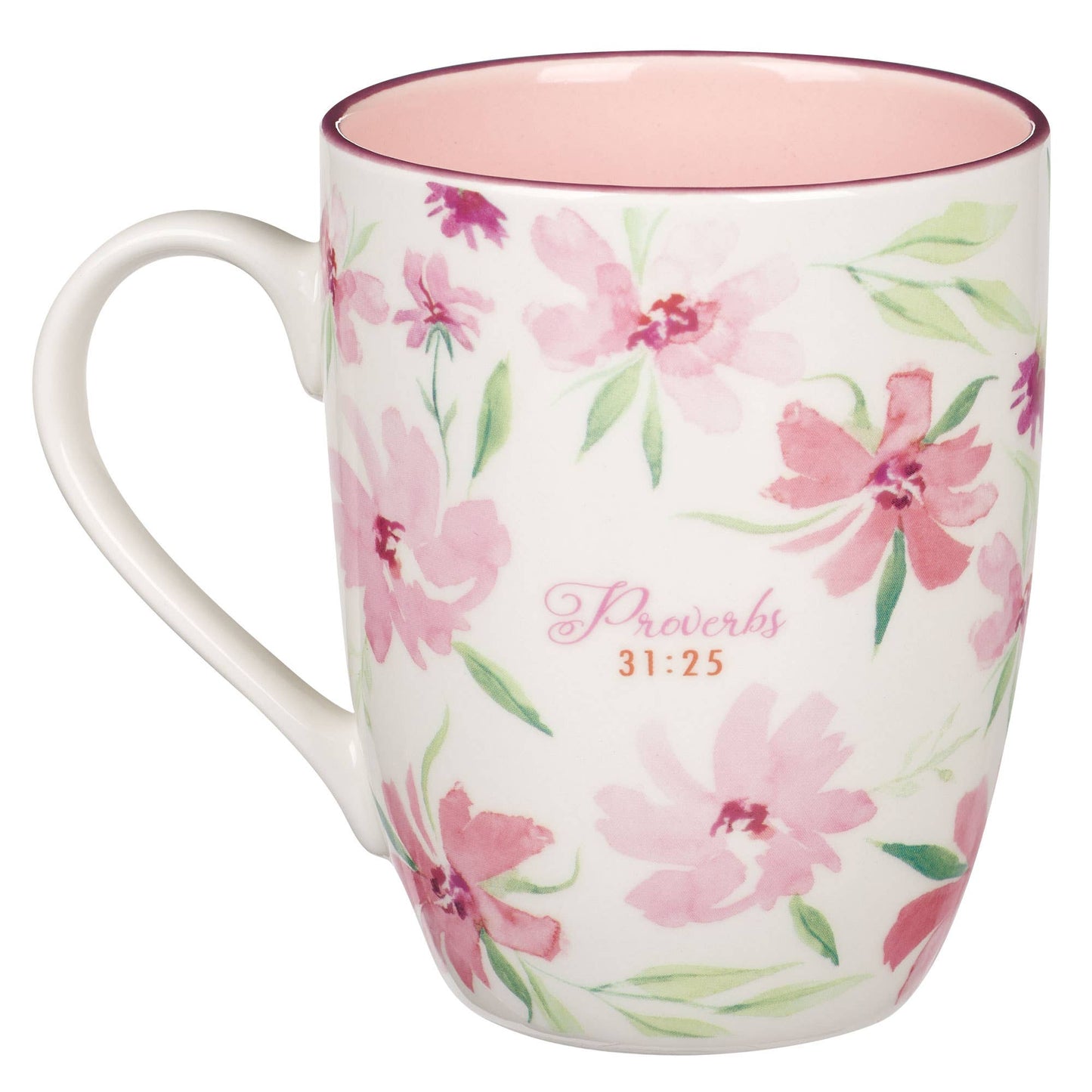 Mug Pink Floral Strength & Dignity Prov. 31:25 (1055)