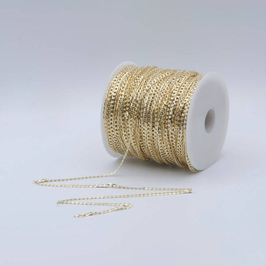 16K Gold Filled Cuban Link Chain for Necklace Bracelet Anklet Supply, 2.7x0.8mm Wide Chain