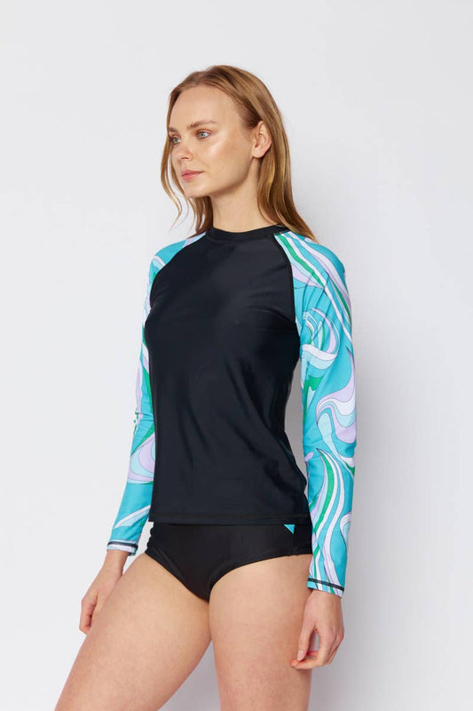 Long Sleeve Rashguard, Highwaisted bottom 2 Pcs