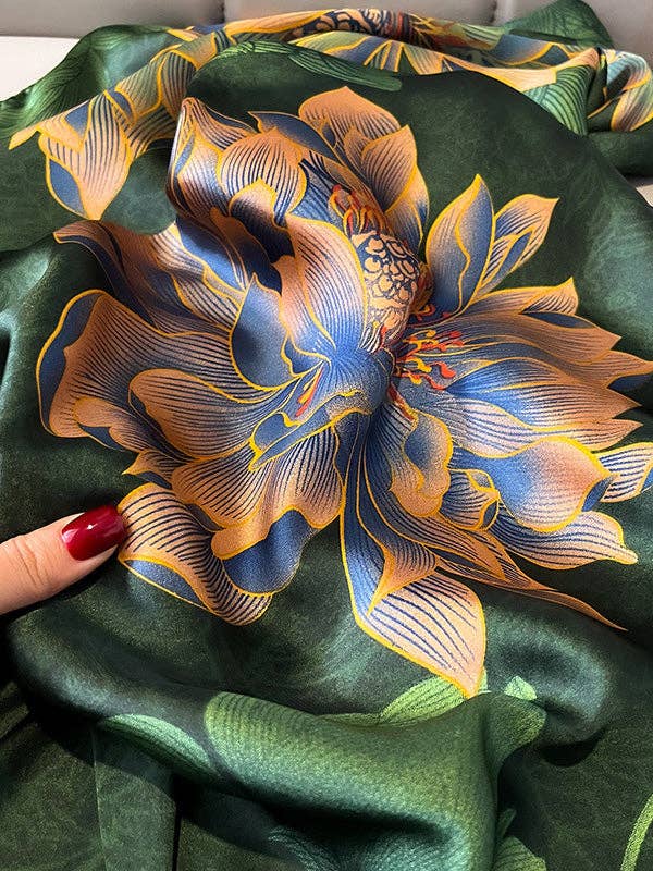 Flower Print See-Through Shawl&Scarf