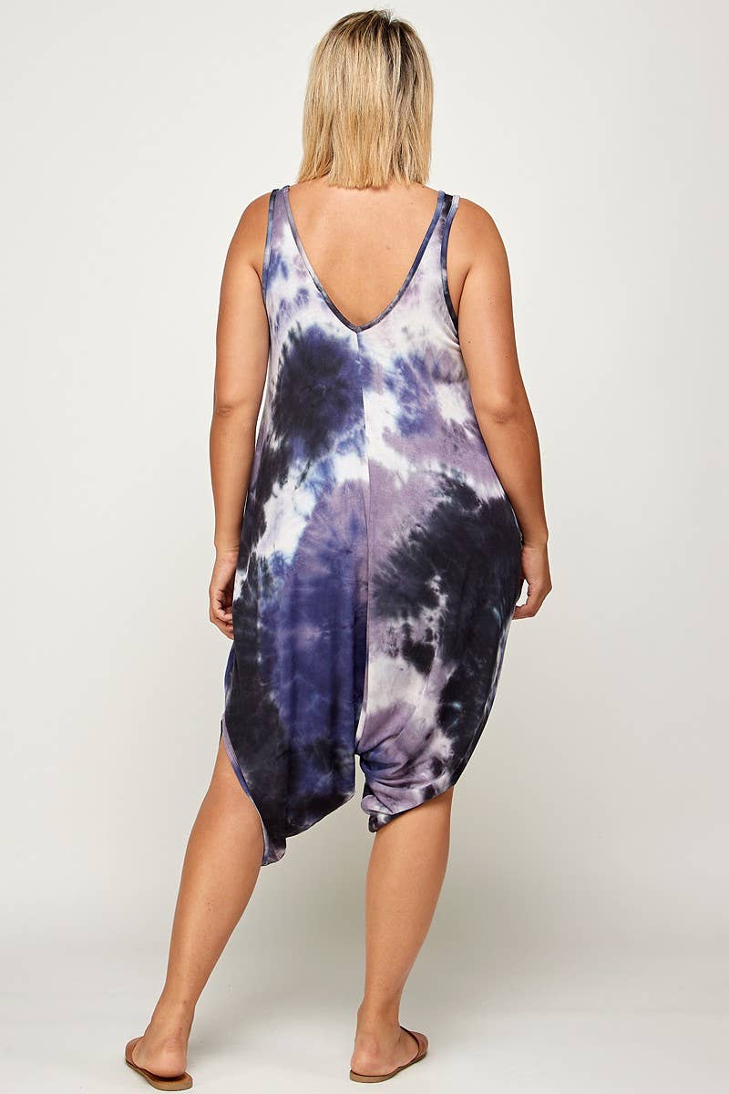 Tie Dye Harem Plus Size Jumpsuit