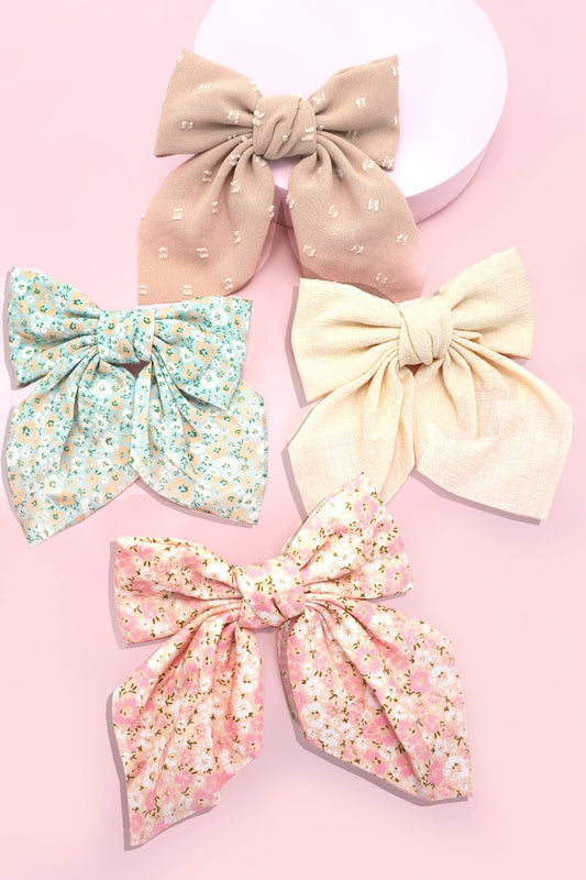 PRETTY DITSY ORGANZA BOW RIBBON HAIR CLIPS | 40H902