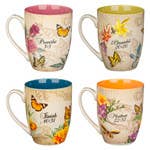 Floral Coffee Mug Set - Trust, Faith, Hope and Love