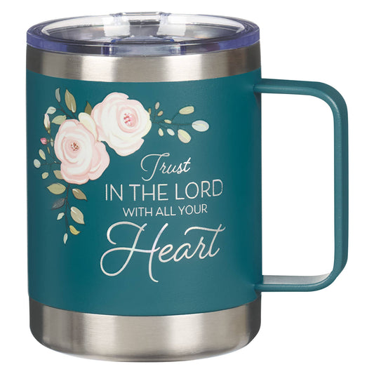 Trust in the Lord Teal Stainless Steel Travel Mug - Prov 3:5