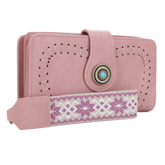 Dolly Western Wallet With Boho Wristlet Strap