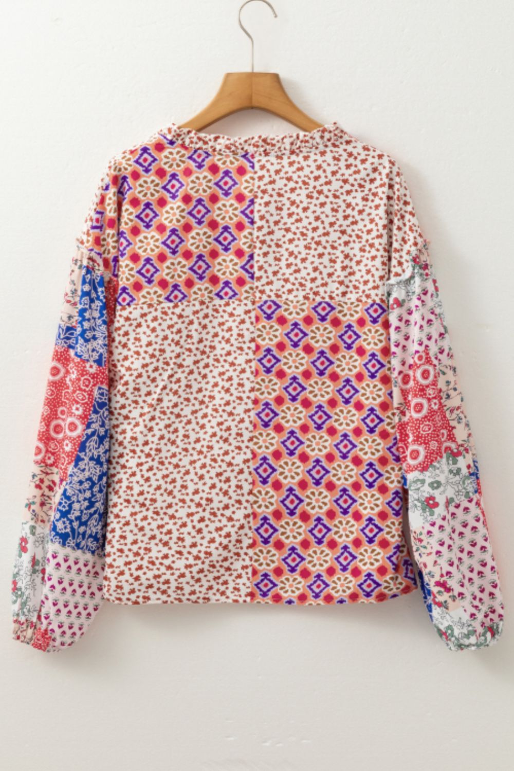 Printed Tie Neck Long Sleeve Blouse