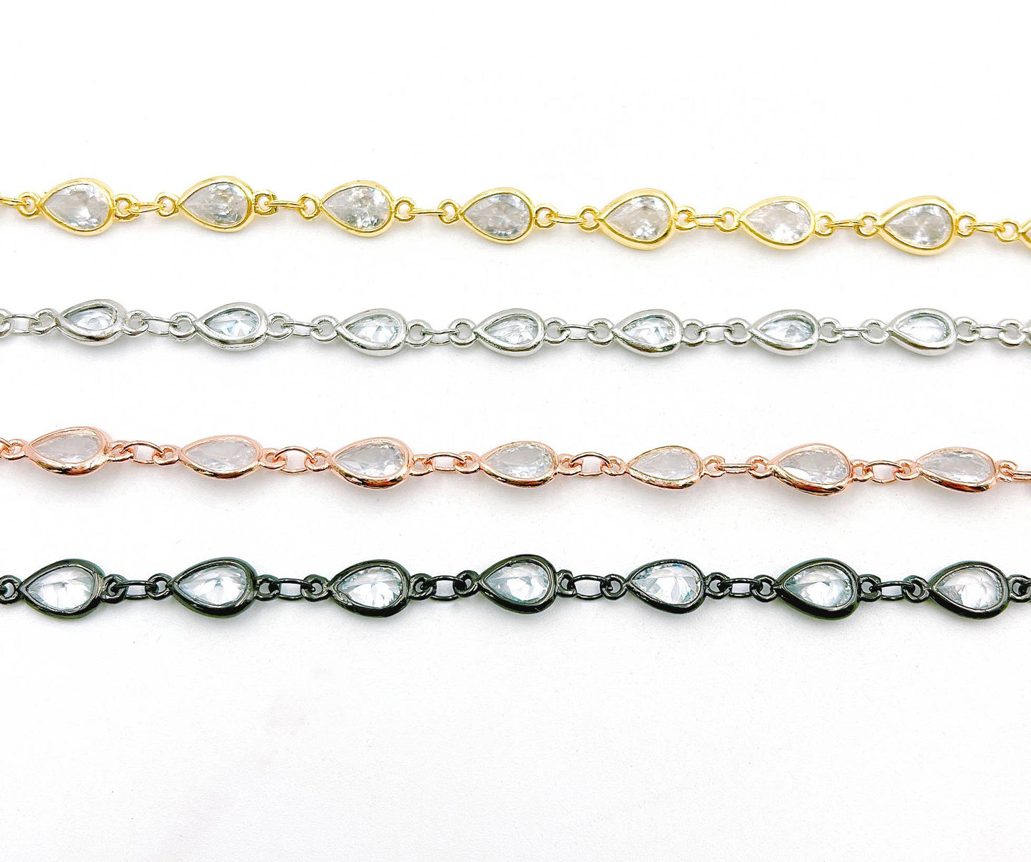 Gold Filled CZ Pave Tear Drop Chain