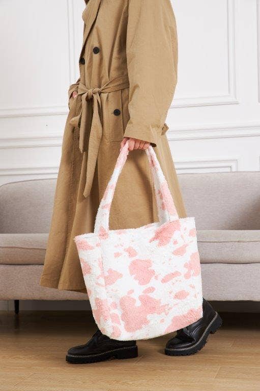"Strawberry Cow" Designer Fur Tote Bag