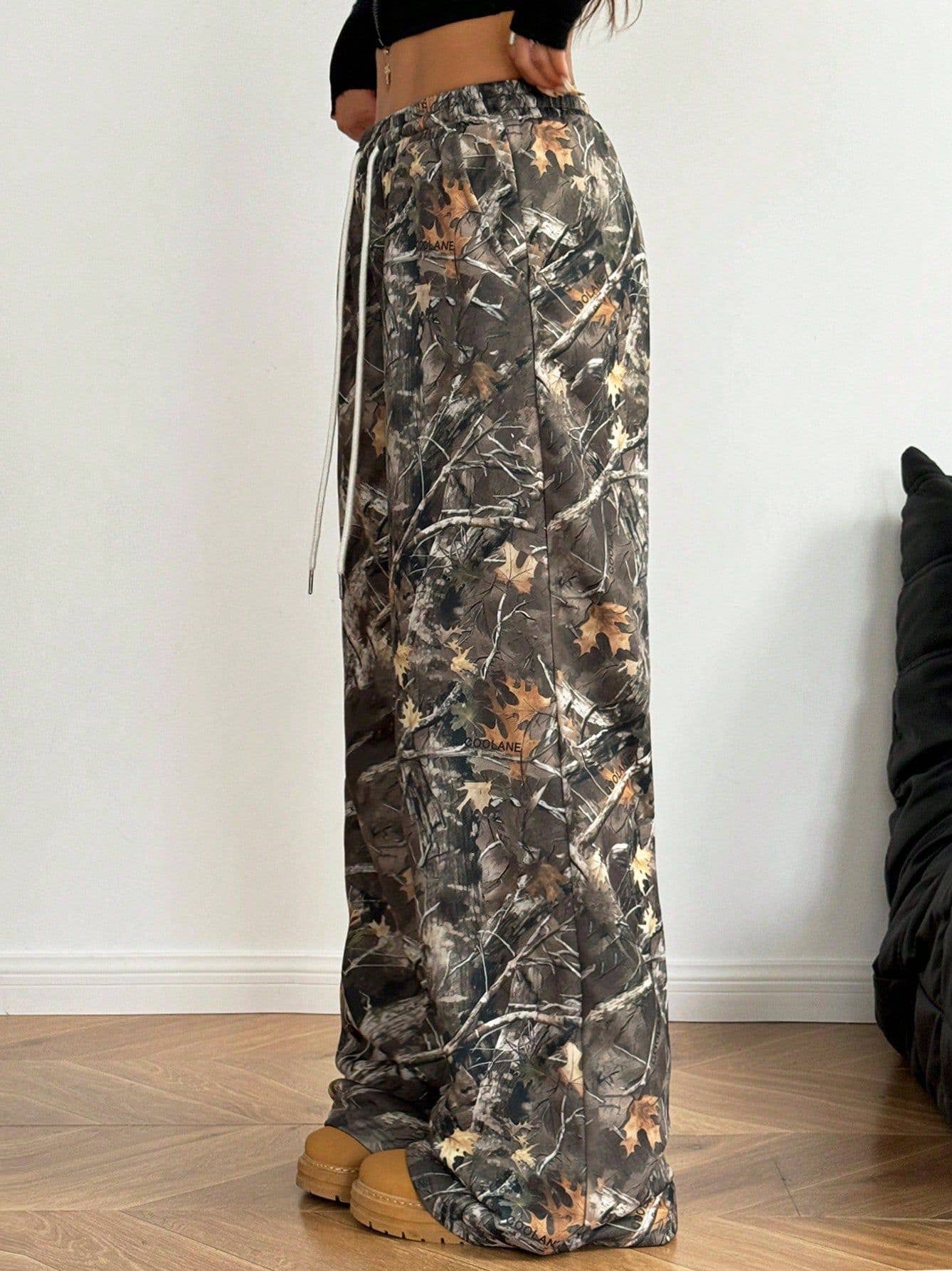 Fashion Stretch Waist Camo Print Mopping Pants