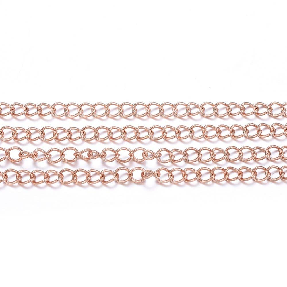 Rose Gold Curb Chain By the Foot - Stainless Steel