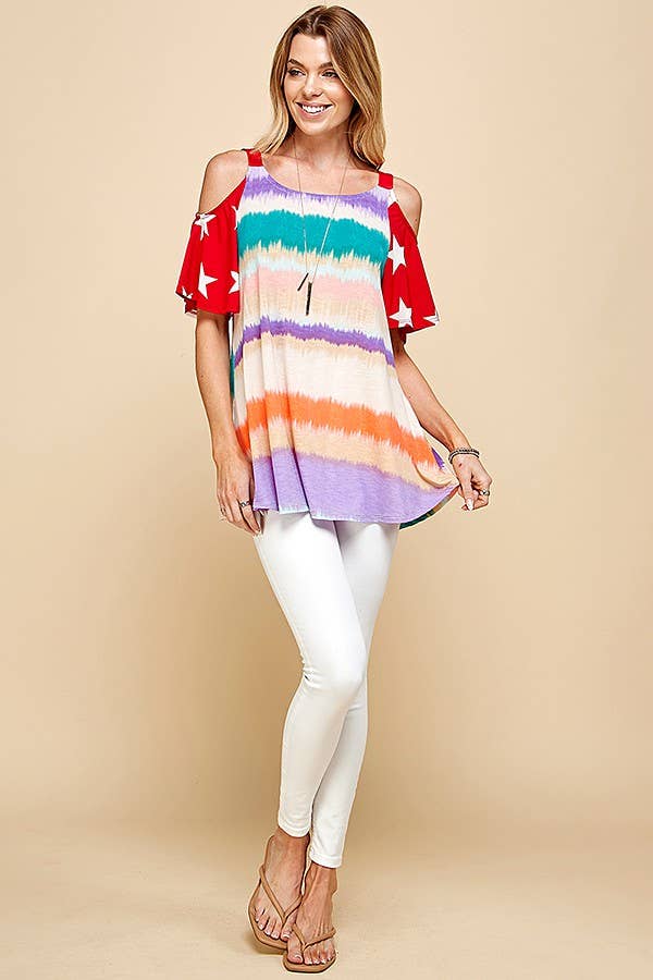 Women Color Block Top W Star
