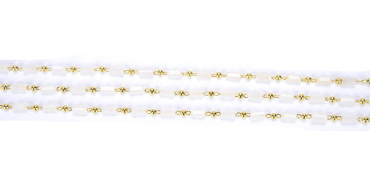 Rectangle White Faceted Beads Gift Chain By Foot, CH023