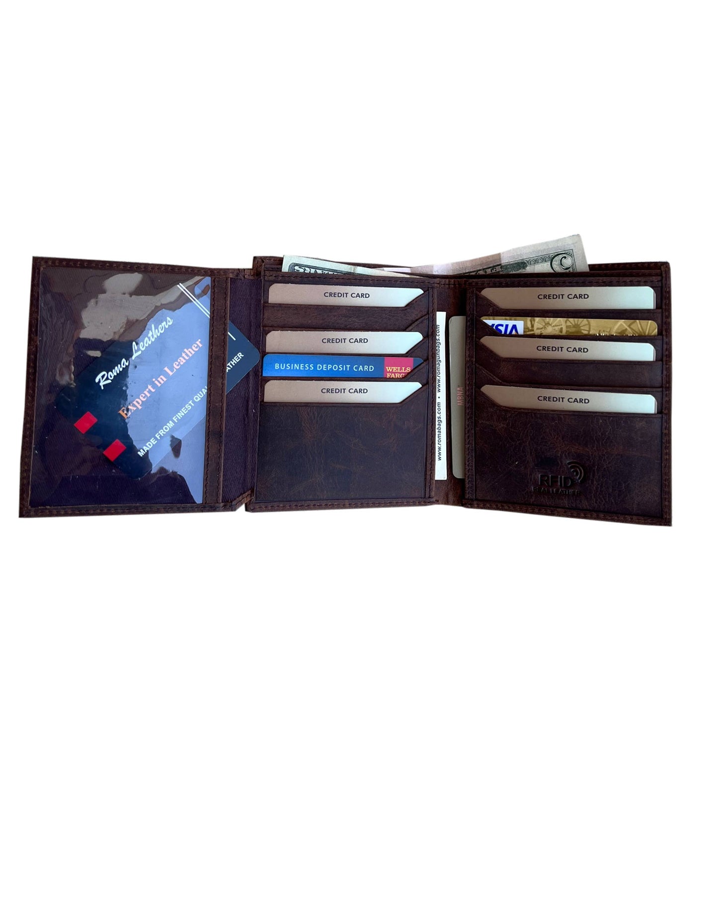 Cowhide/Buffalo Leather Bi-Fold RFID Wallet