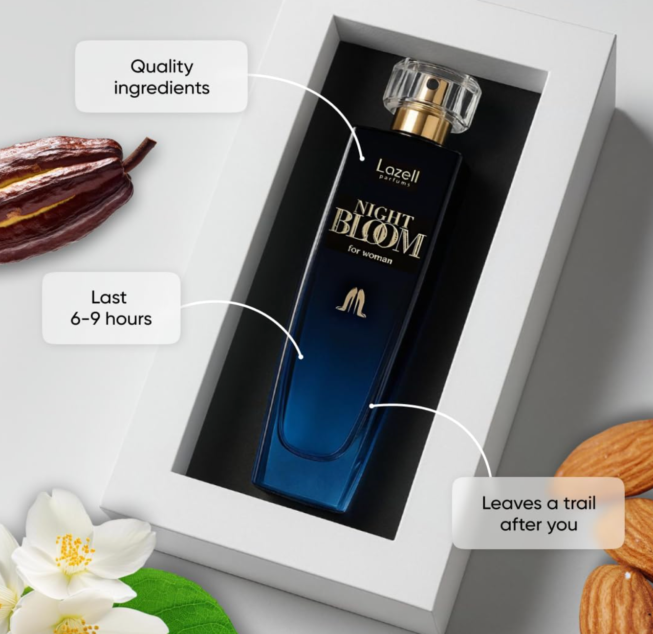 LAZELL NIGHT BLOOM FOR WOMEN EDP 3.4 OZ 100 ML Perfume