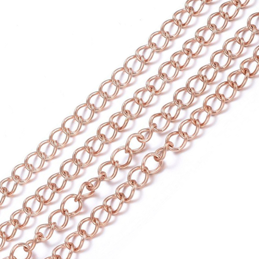 Rose Gold Curb Chain By the Foot - Stainless Steel