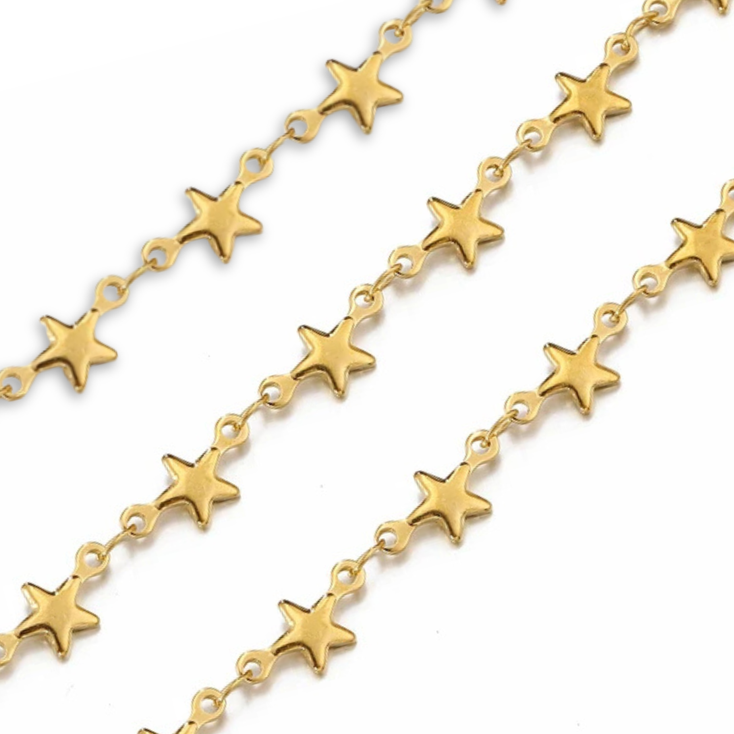 Gold Star Link Chain By the Foot - Ion Plated Stainless Steel