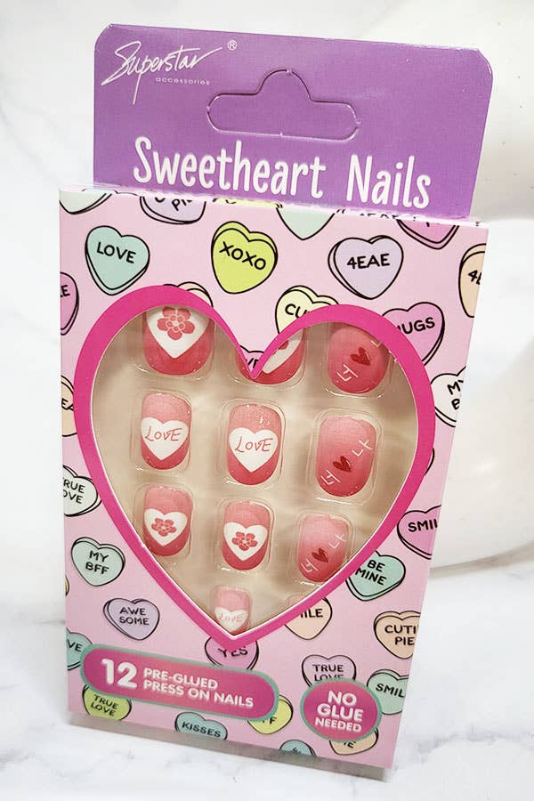 Valentine's Day Kids Pre Glued Press On Nail Set