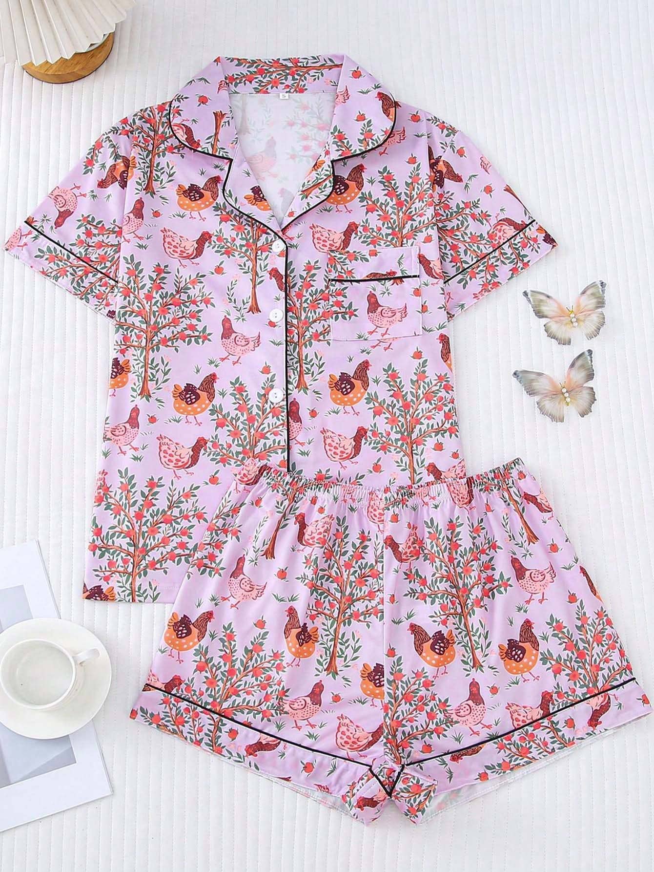 Western cowgirl Boots Coquette Bow print pajama shorts set