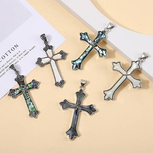 Unique Abalone Shell Cross Pendants