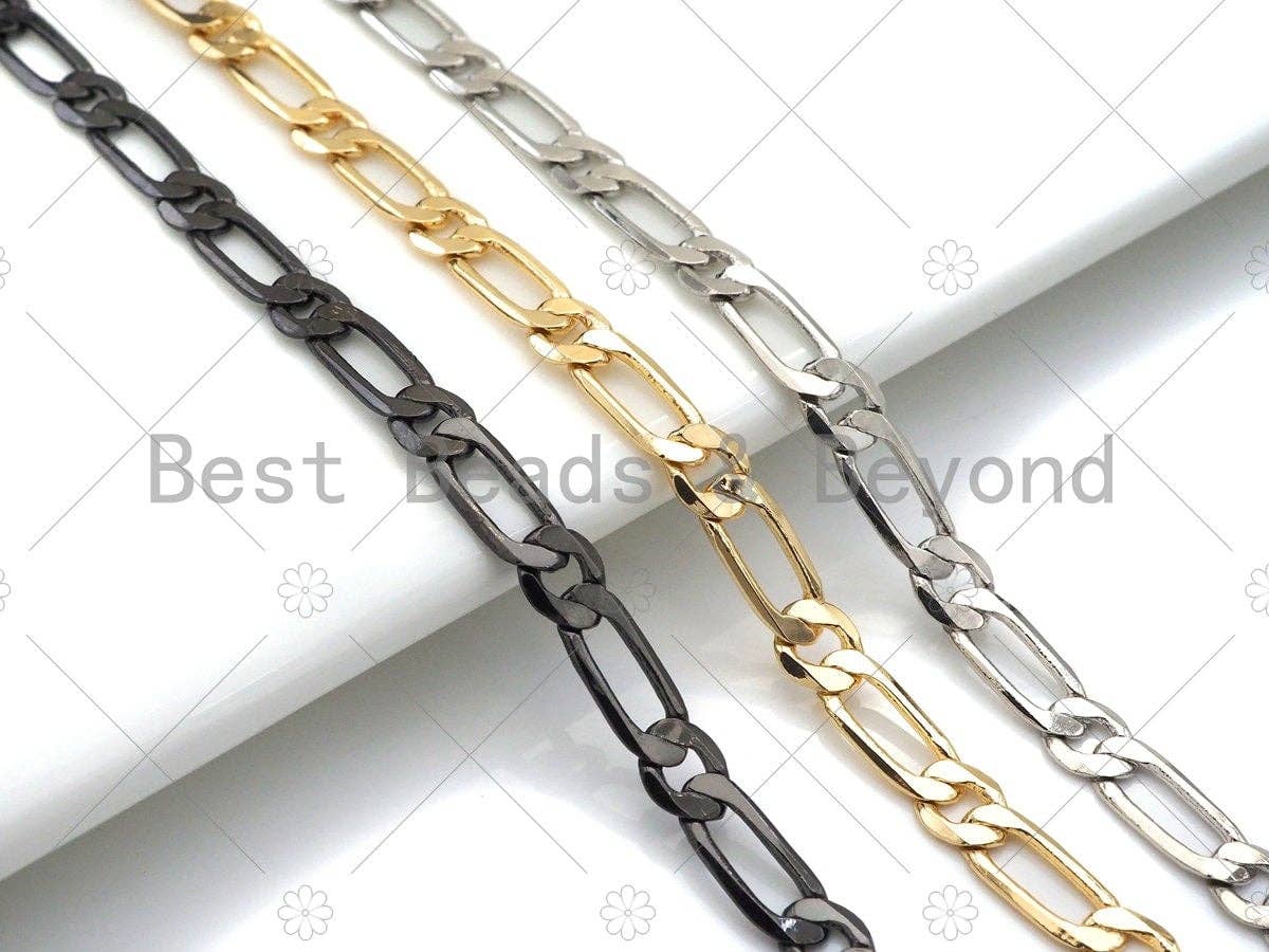 High Quality Figaro Chain by Yard, 18K Real Gold Plated Chain, Wholesale bulk Chain, 5x13mm,sku#M311