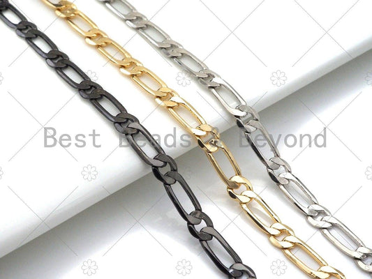 High Quality Figaro Chain by Yard, 18K Real Gold Plated Chain, Wholesale bulk Chain, 5x13mm,sku#M311