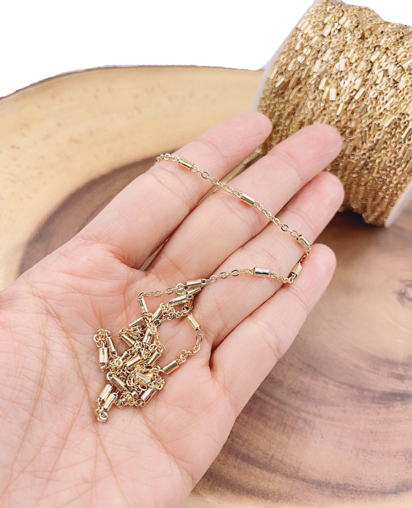 Gold Filled Barrel Satellite Chain for DIY Jewelry, CH306
