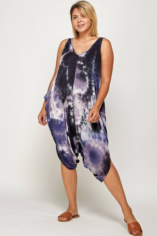 Tie Dye Harem Plus Size Jumpsuit