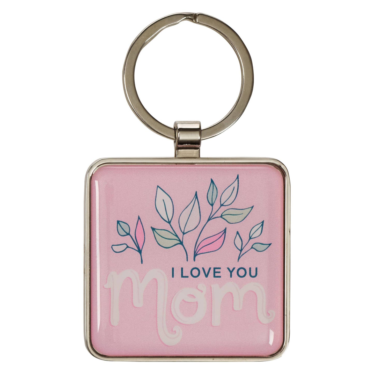 I Love You Mom Pink Metal Keychain -  1 Cor. 13:4