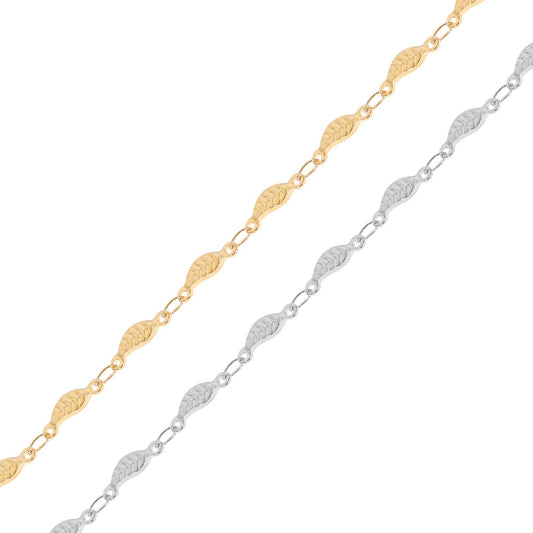 18K Gold PVD Stainless Steel Leaf Chain - By The Foot / SPL1020