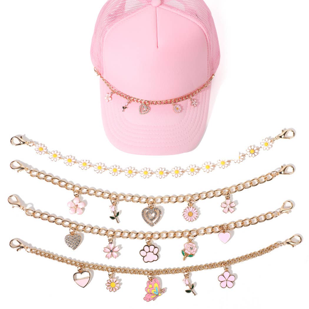 Spring Summer Flowers Charm Trucker Hat Chain