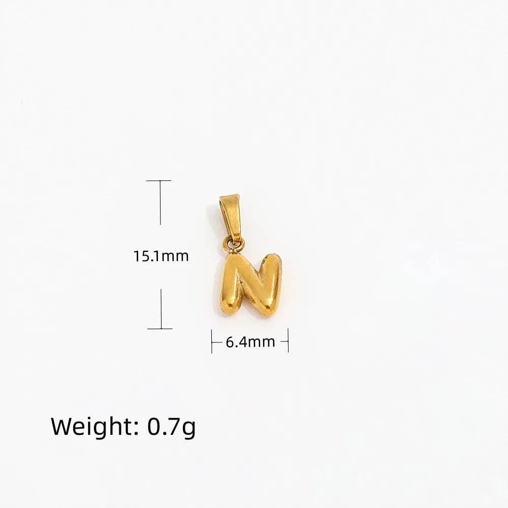 18k Stainless Steel Bubble Letter Charms 6mm
