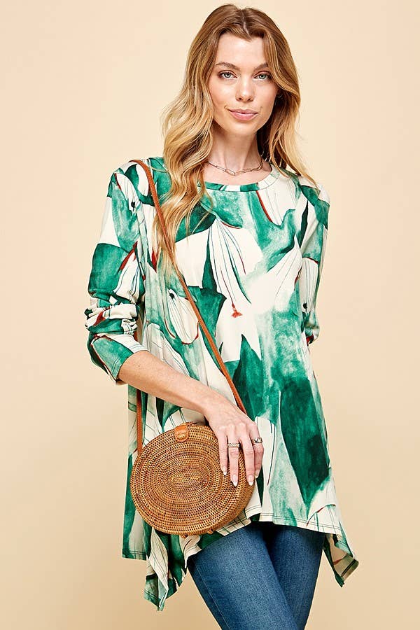 Woman Print All Over Long Sleeve Tunic