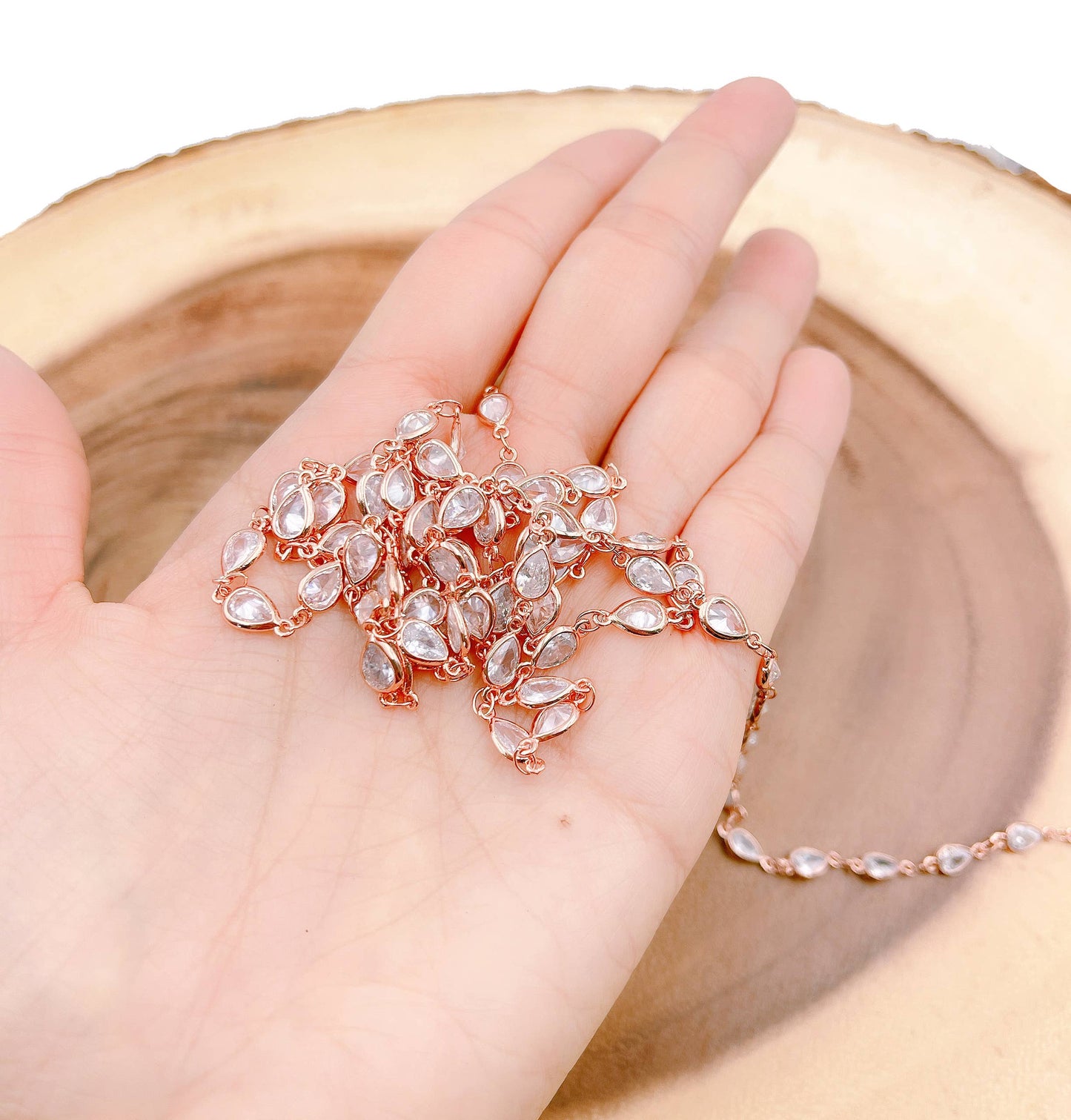 Gold Filled CZ Pave Tear Drop Chain