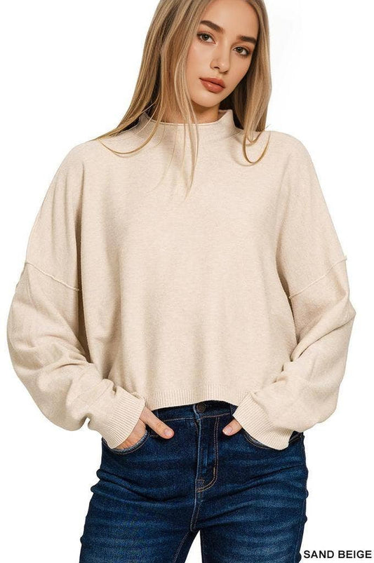 Mock neck comfy crop sweater