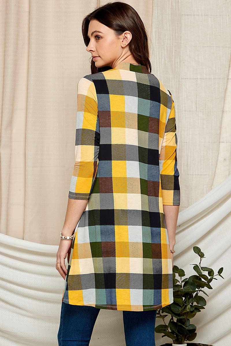 Women Band Collar Mini Pocket Dress