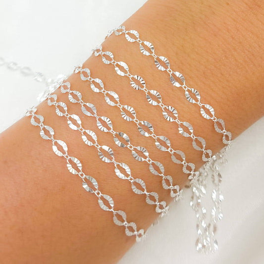 1370SBSFSS. Sterling Silver Diamond Cut Marina Link Chain